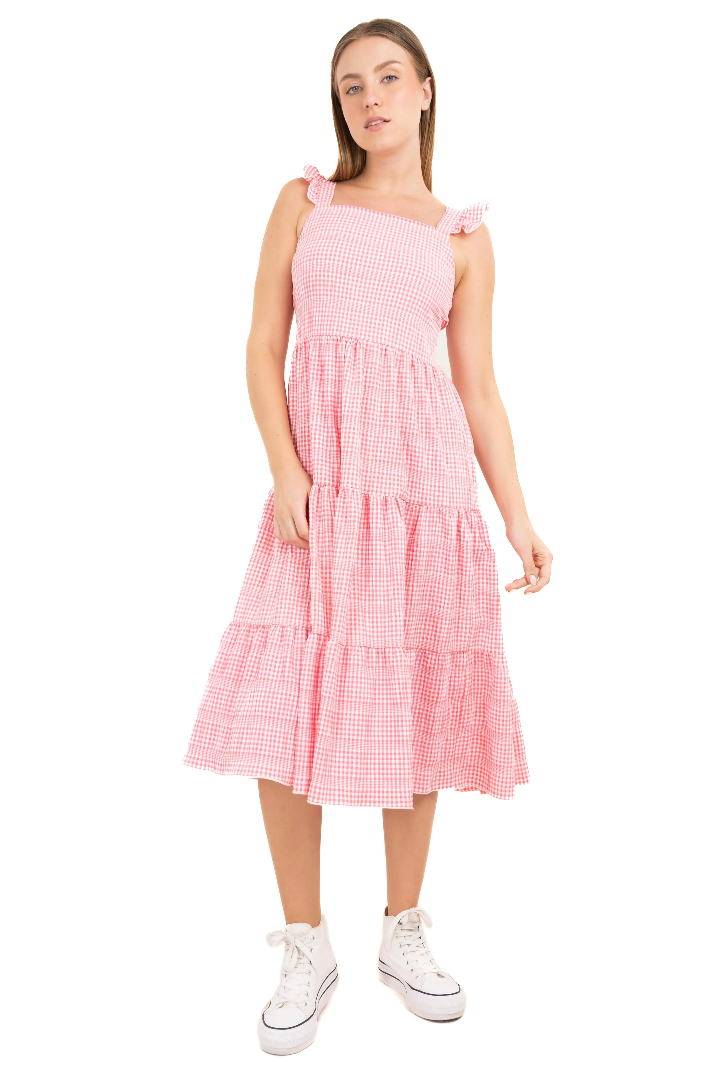 Vestido midi olanes cuadros sold by Shasa