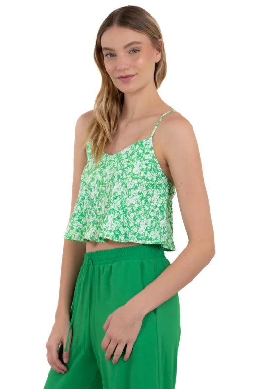 Blusa crop amplia plisada flores sold by Shasa