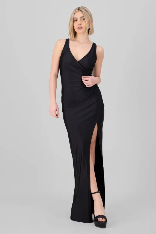 Vestido maxi satin drapeado sold by Shasa