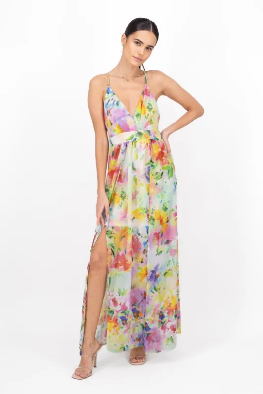 Vestido Maxi Tirantes Flores sold by Shasa