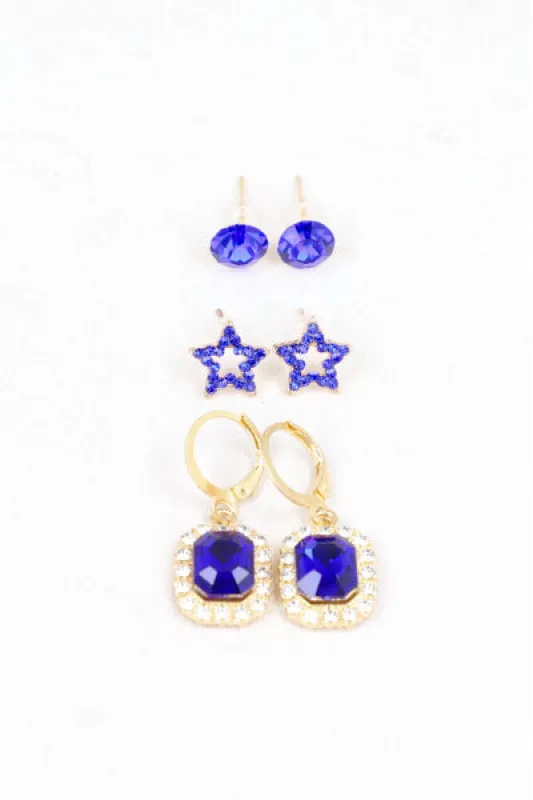 Set 3 Pares Aretes Estrella Cuadro Cristal sold by Shasa