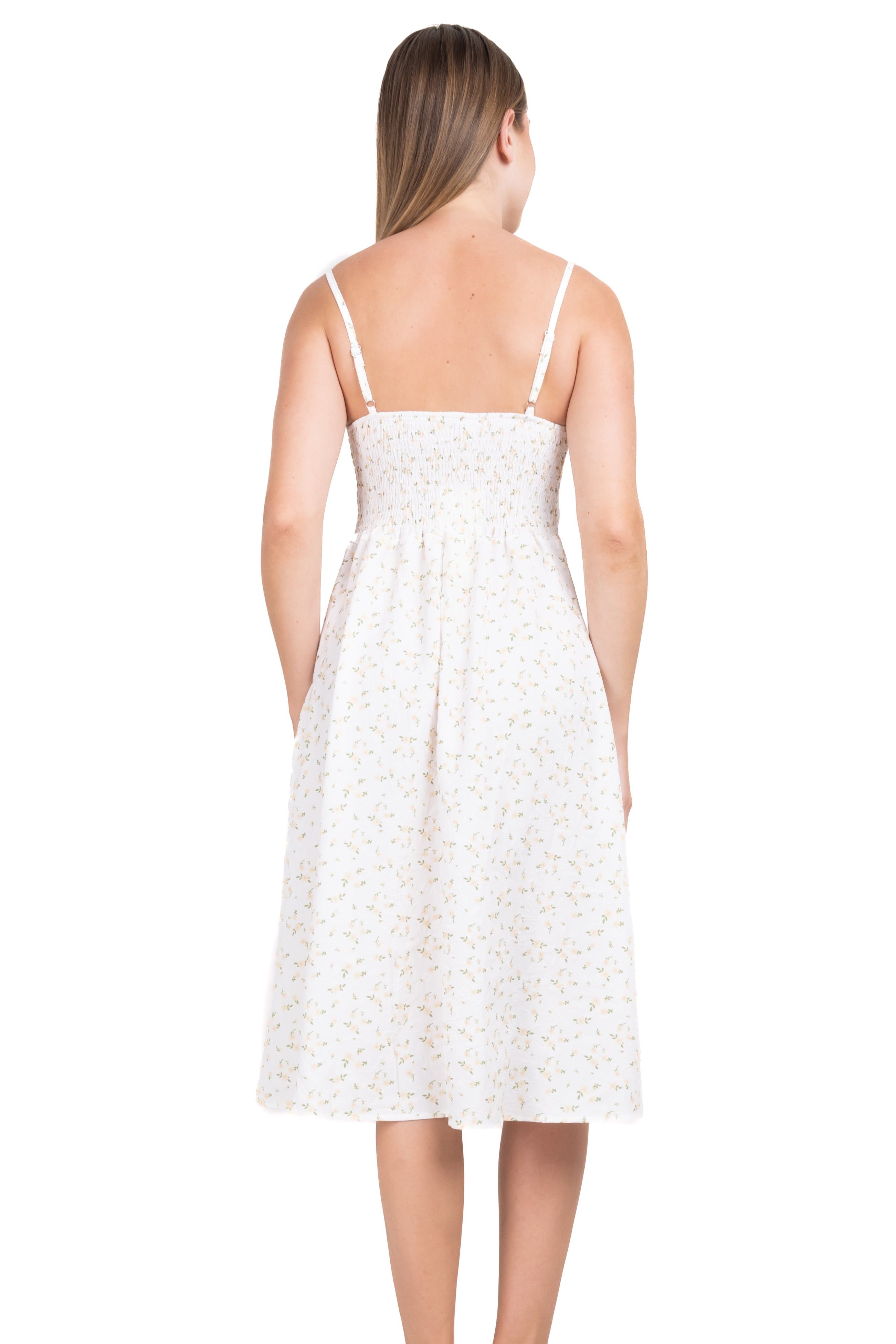 Vestido midi elástico plisado flores sold by Shasa product image thumbnail 4