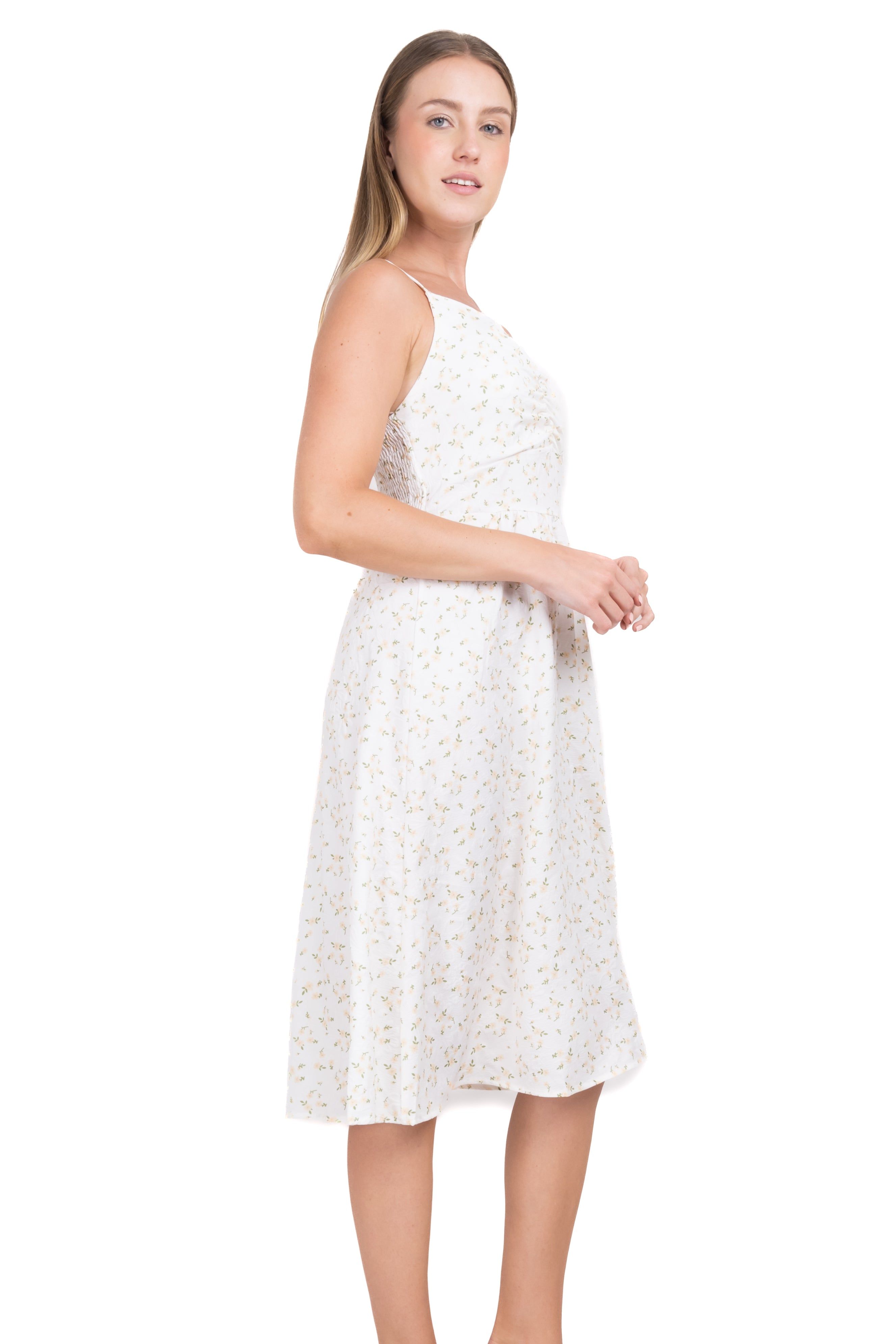 Vestido midi elástico plisado flores sold by Shasa product image thumbnail 3