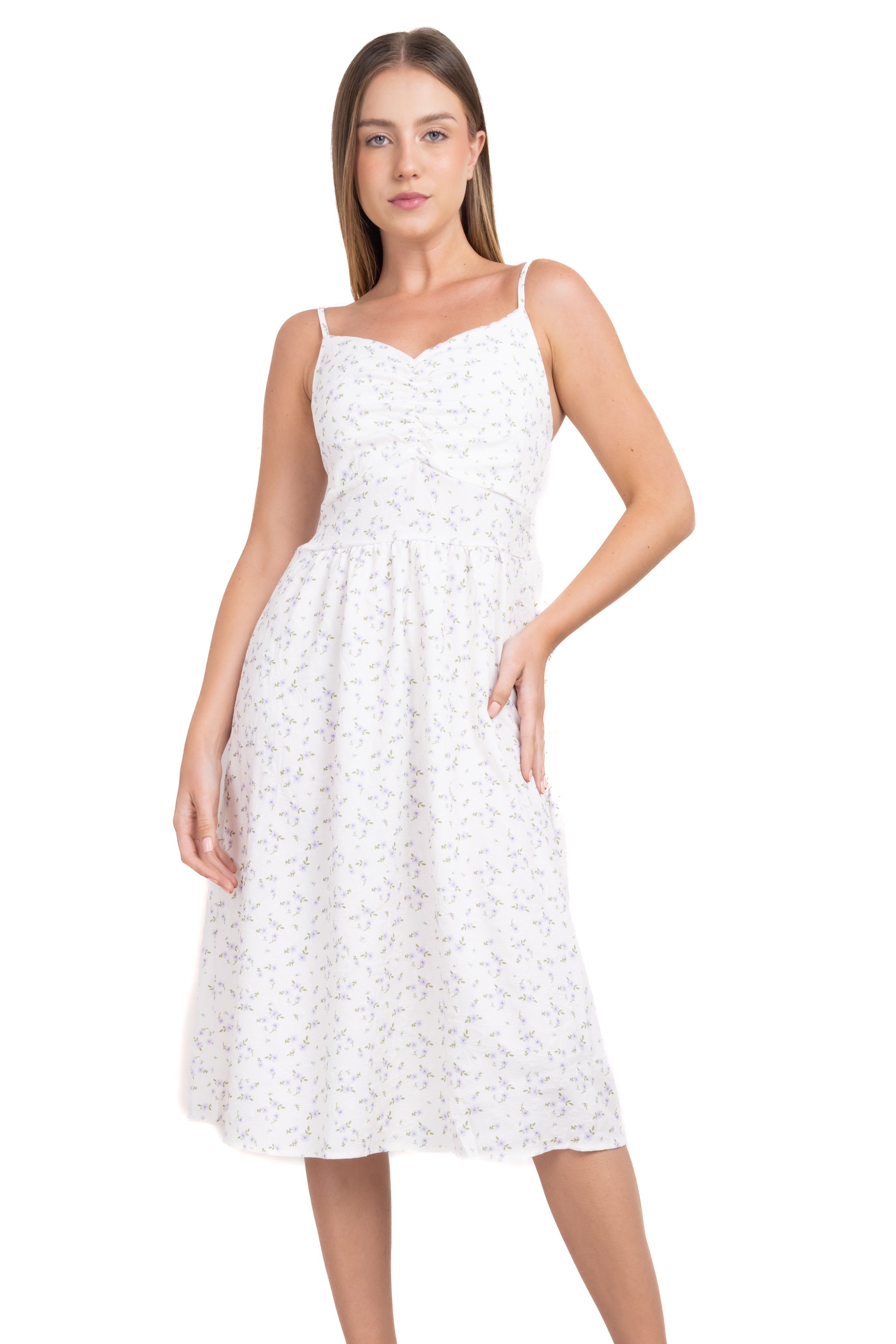 Vestido midi elástico plisado flores sold by Shasa product image thumbnail 5