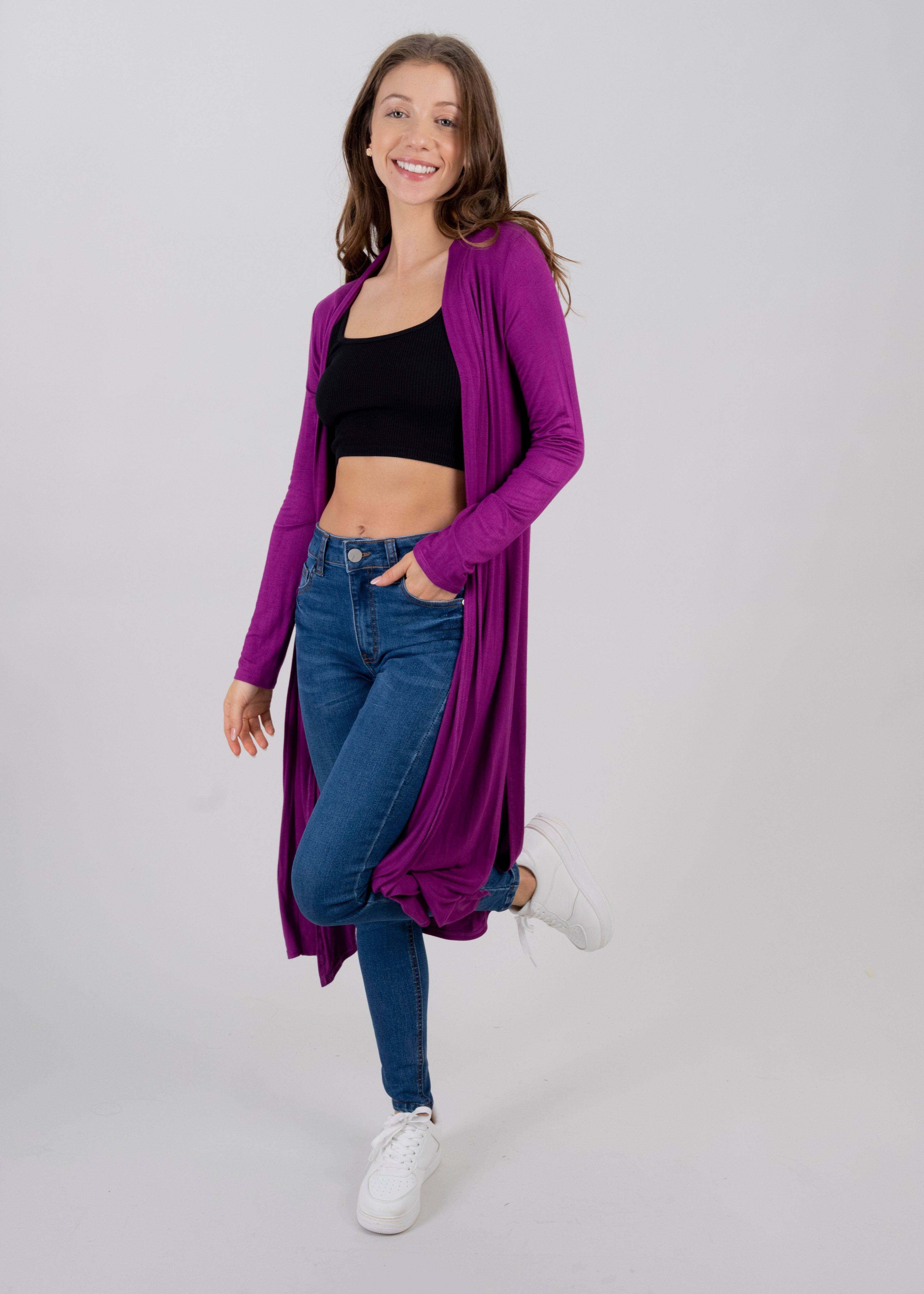 Cárdigan largo aberturas laterales sold by Shasa