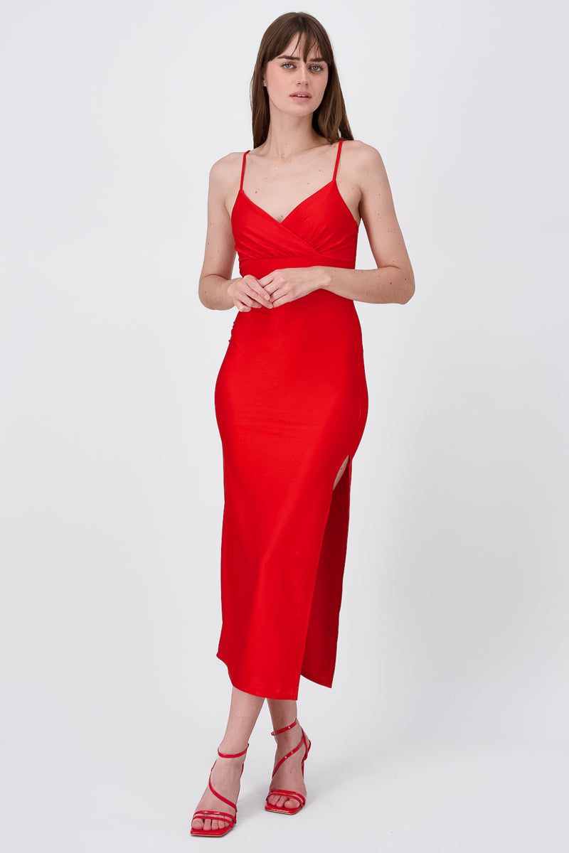 Vestido Maxi Satin Plisado Escote sold by Shasa