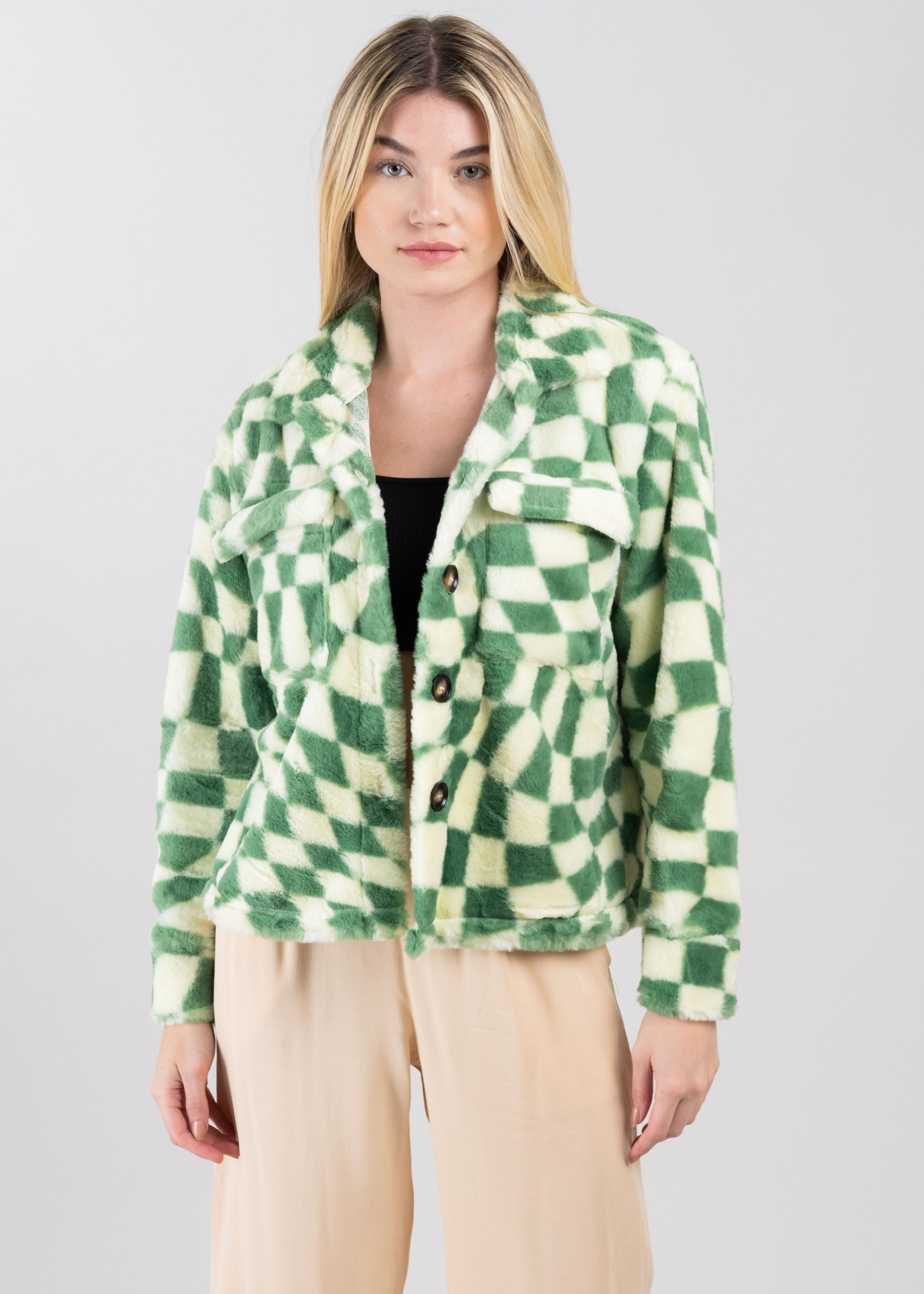 Chamarra peluche cuadros bicolor sold by Shasa product image thumbnail 2