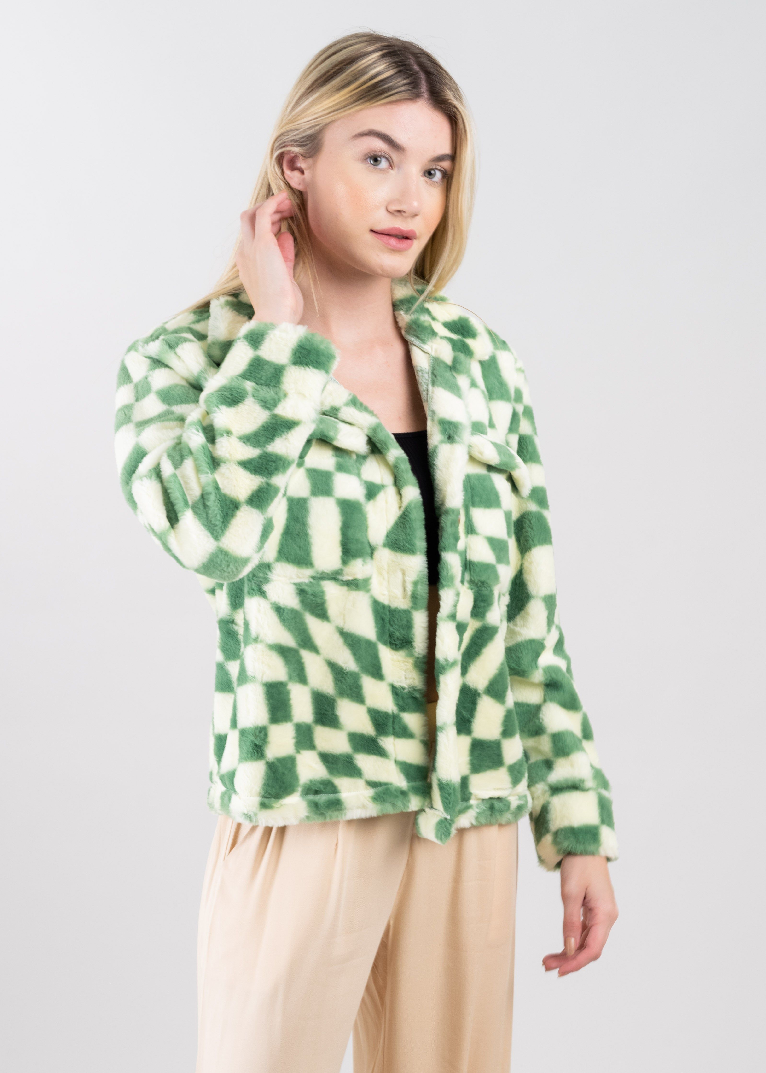 Chamarra peluche cuadros bicolor sold by Shasa product image thumbnail 3