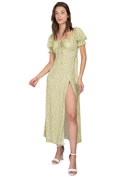 Vestido midi busto plisado flores sold by Shasa