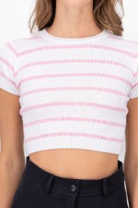 Top Crop Punto Manga Corta Rayas sold by Shasa