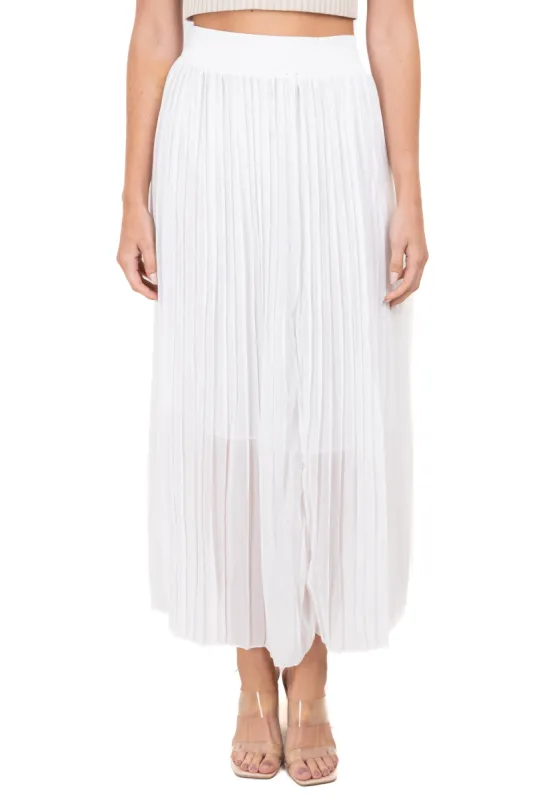 Falda midi tableada mesh sold by Shasa