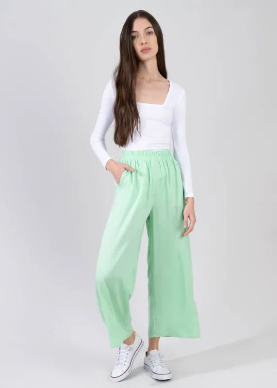 Pantalón Wide Leg Cintura Alta Fruncida sold by Shasa