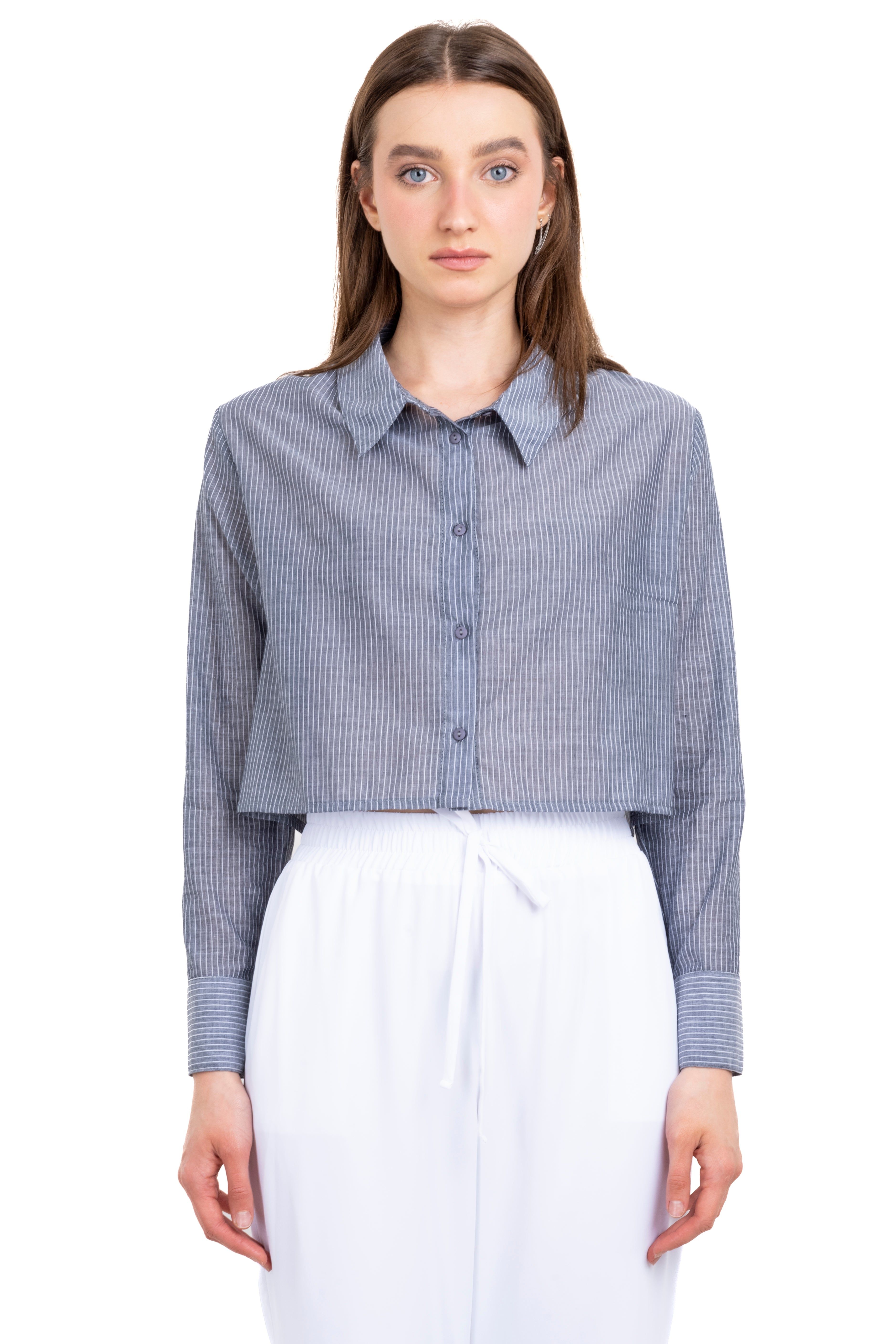 Camisa crop rayas manga larga sold by Shasa product image thumbnail 2