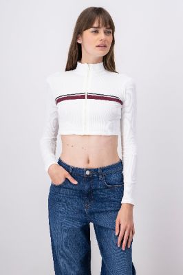 Sudadera crop acanalada cremallera sold by Shasa