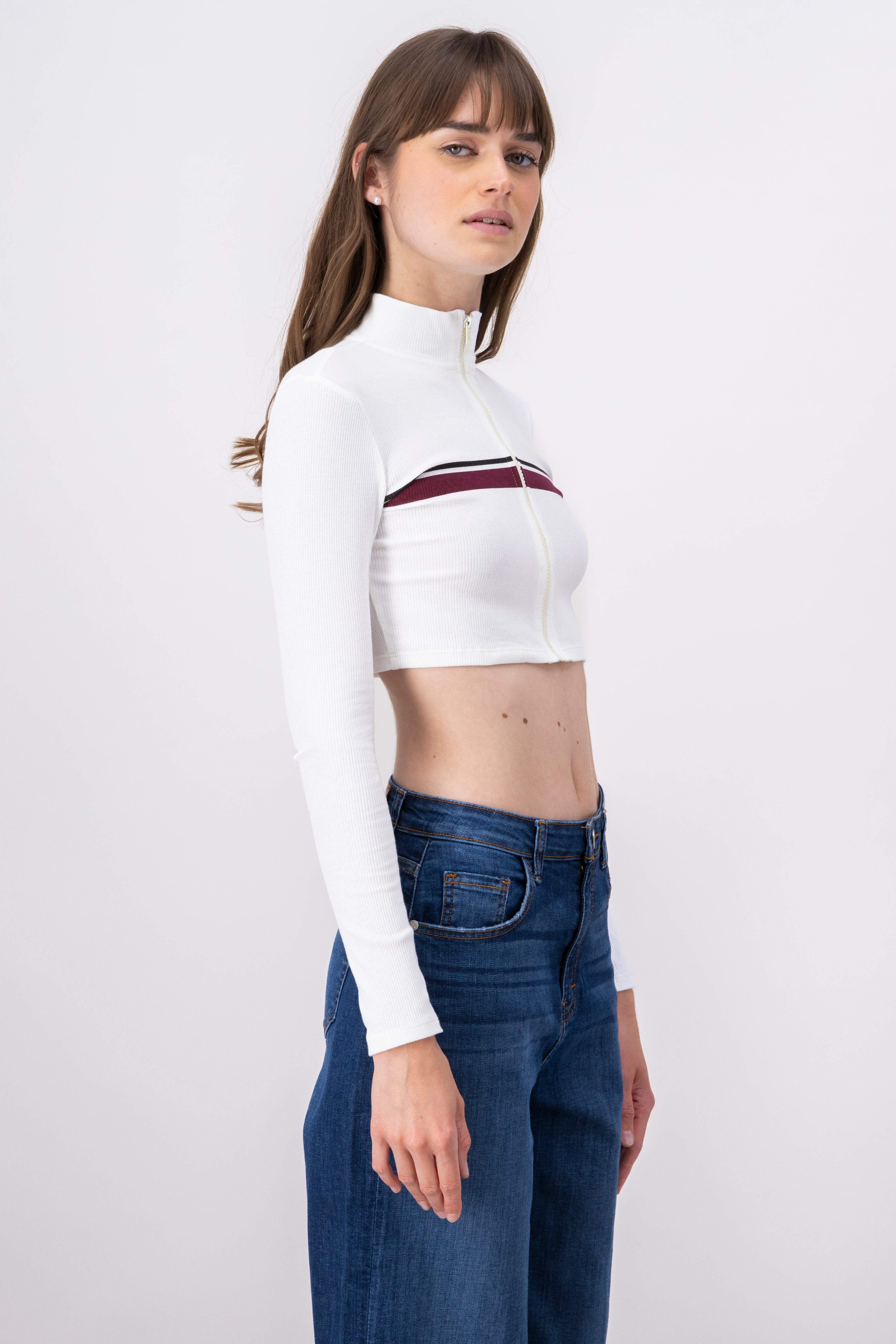 Sudadera crop acanalada cremallera sold by Shasa product image thumbnail 3
