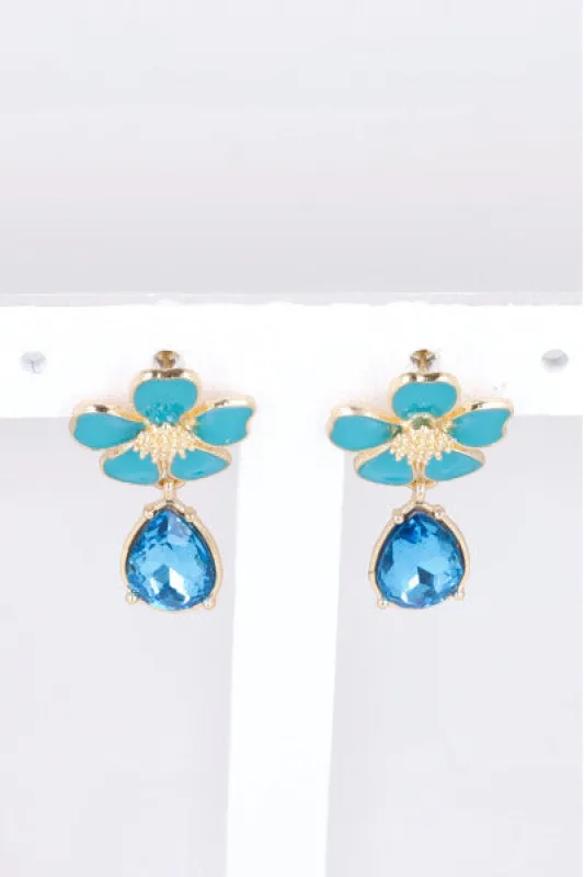 Aretes Flor Gota Cristal sold by Shasa