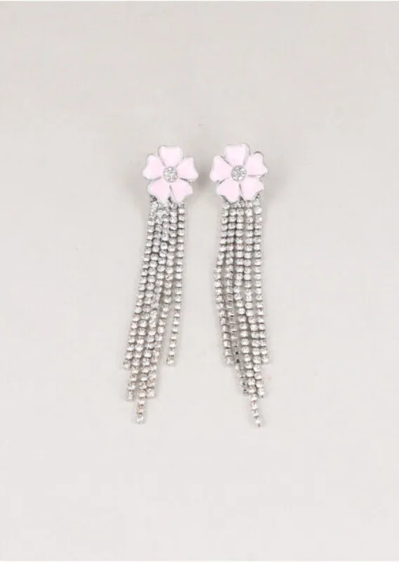 Aretes Flor Brillos Largos sold by Shasa