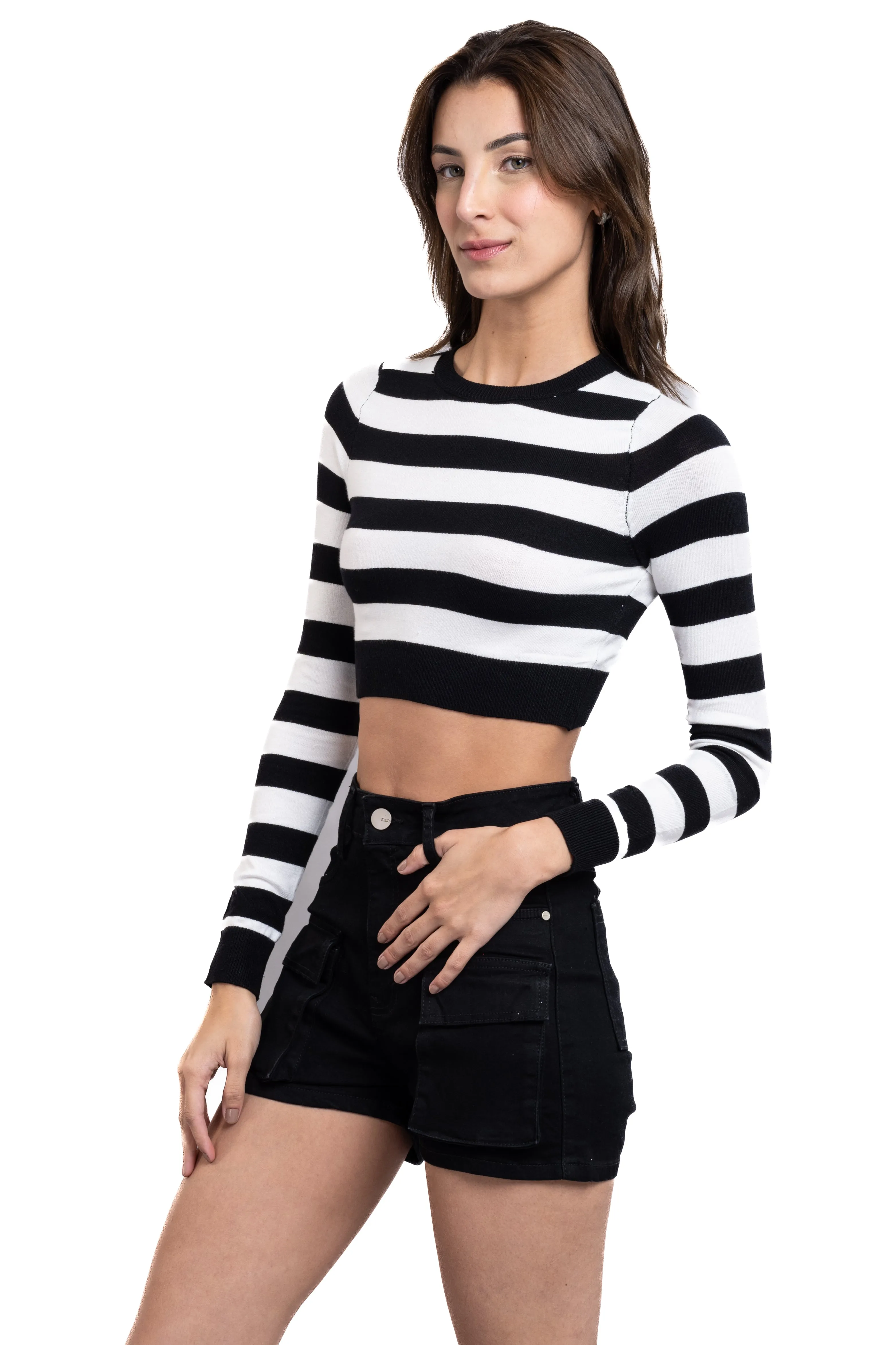 Top rib manga larga cuello redondo rayas sold by Shasa product image thumbnail 3