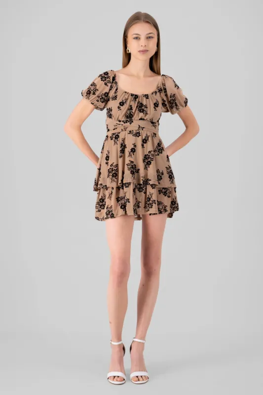 Mini vestido olan mesh flock sold by Shasa