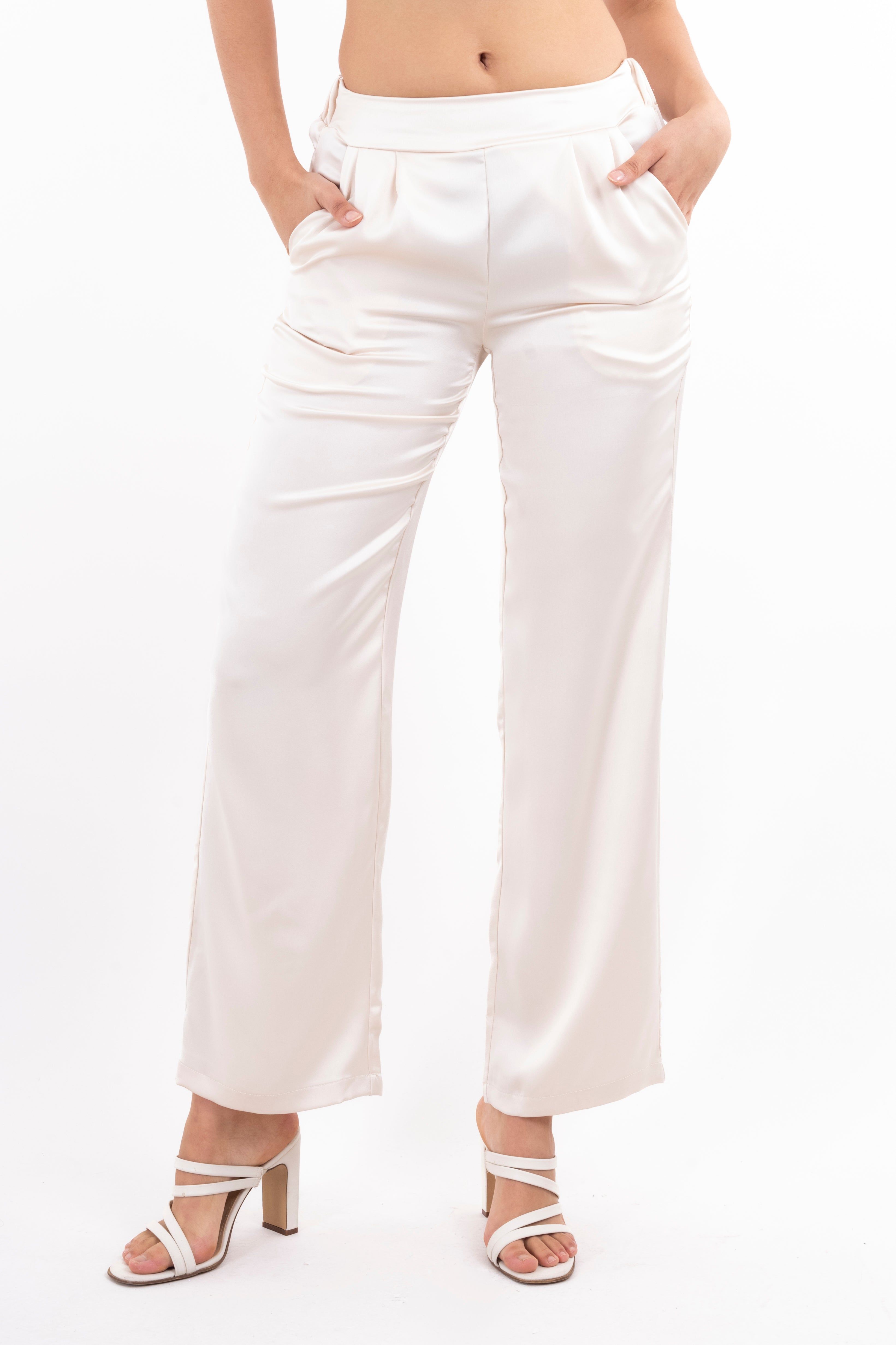 Pantalón recto satín liso sold by Shasa