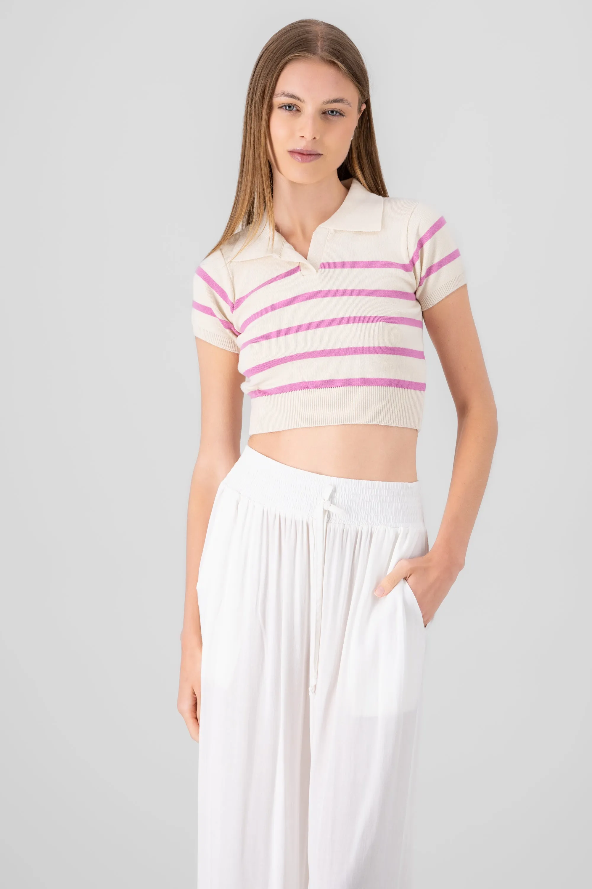 Top tejido cuello polo rayas sold by Shasa product image thumbnail 2