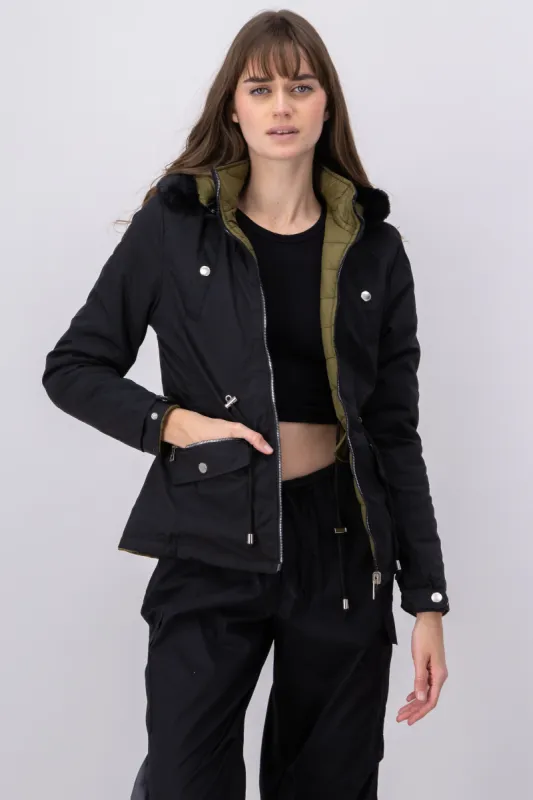 Chamarra parka reversible gorro peluche sold by Shasa