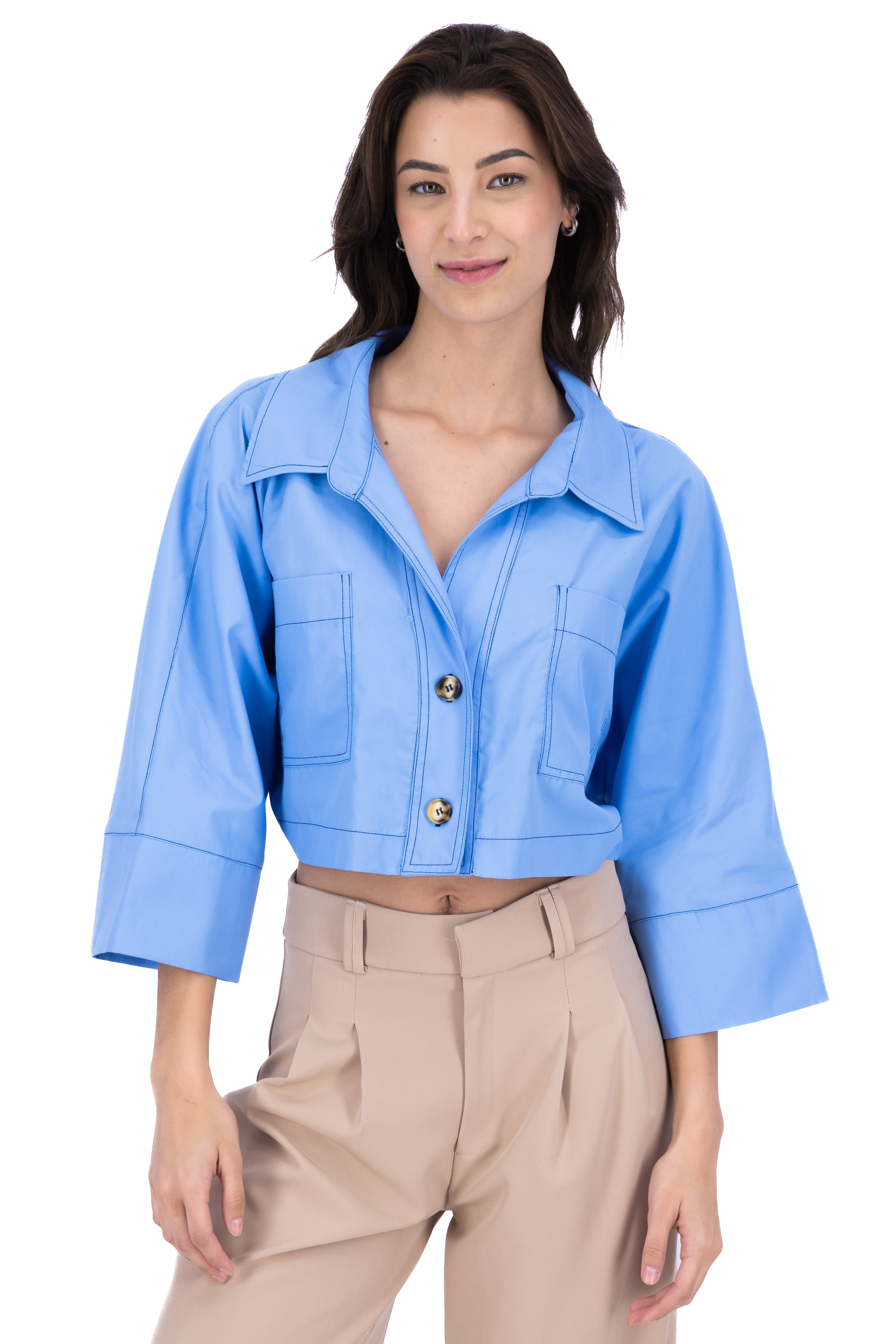 Camisa crop manga amplia sold by Shasa product image thumbnail 2
