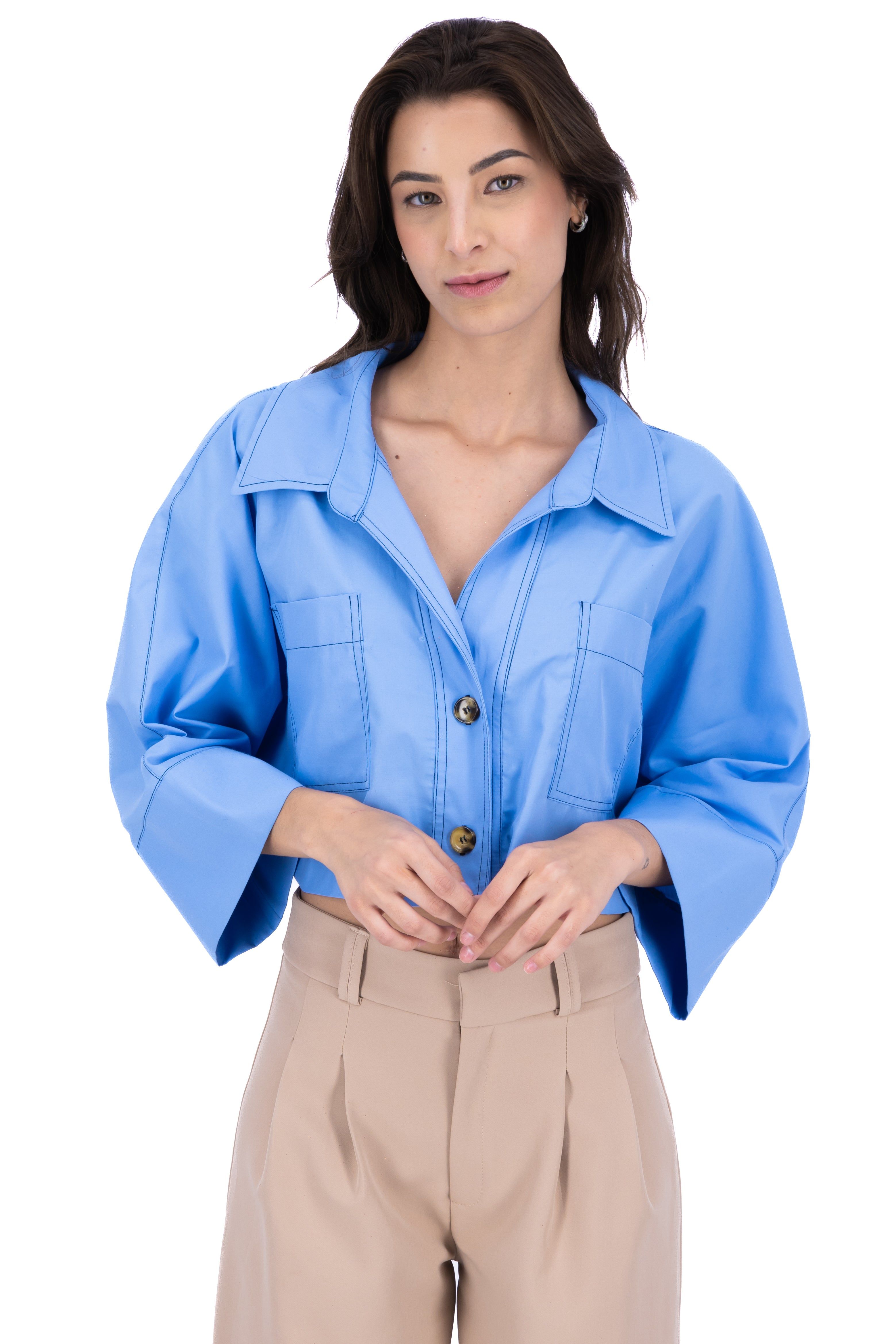 Camisa crop manga amplia sold by Shasa