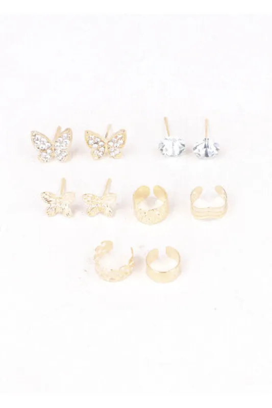 3Pr Aretes Mariposa Y Earcuff sold by Shasa
