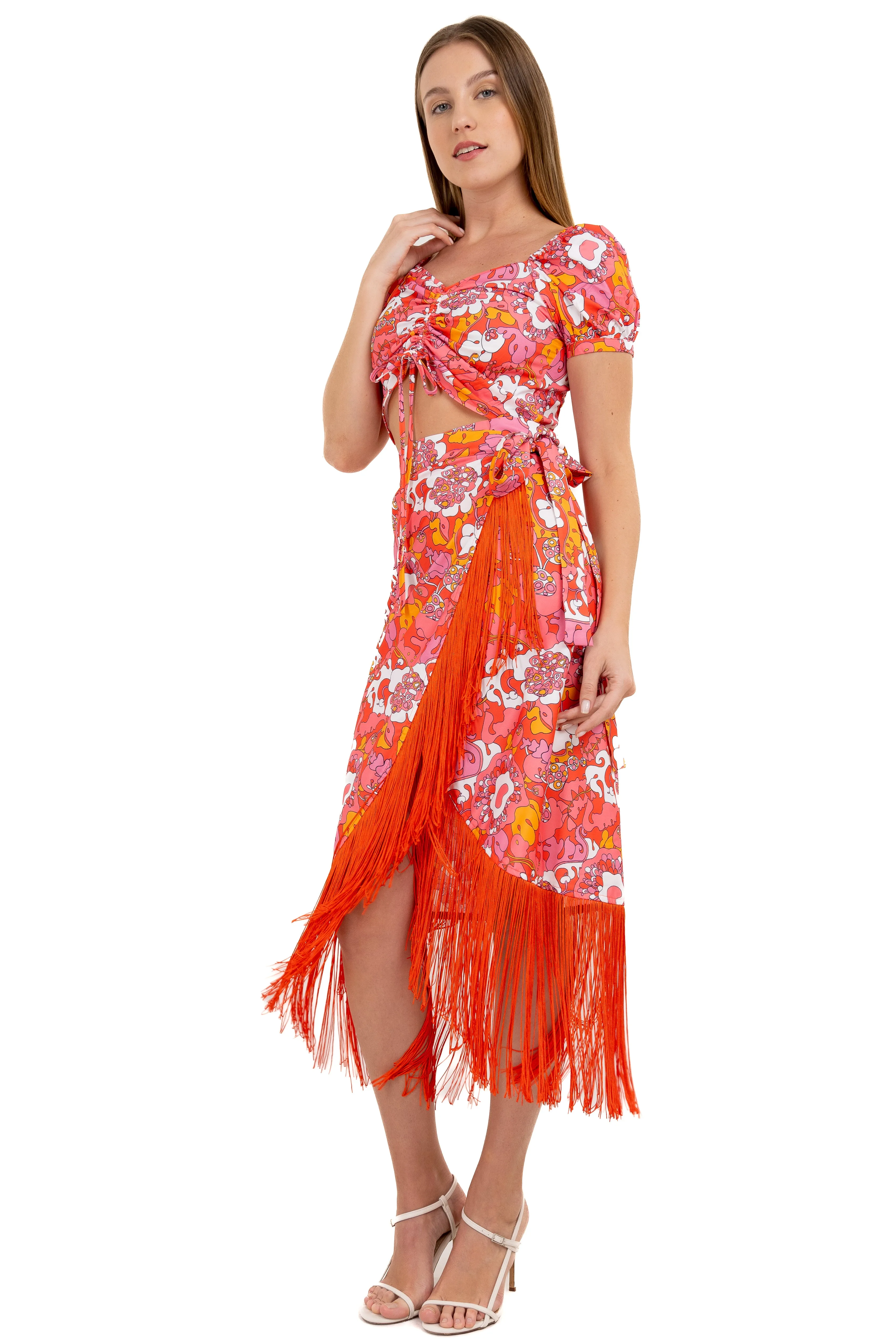 Falda midi flores retro flecos sold by Shasa product image thumbnail 2