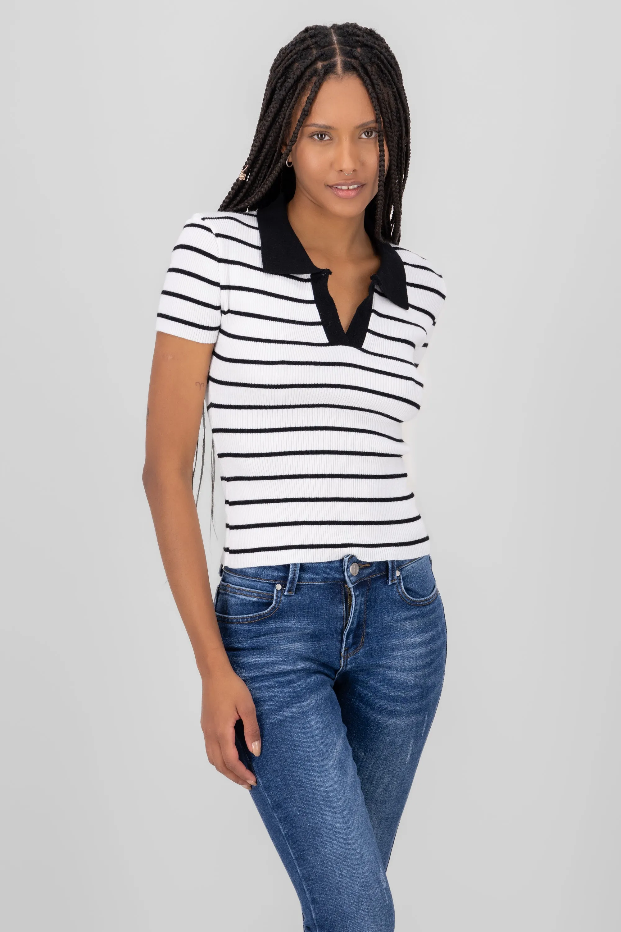 Top rayas cuello polo contraste sold by Shasa product image thumbnail 2