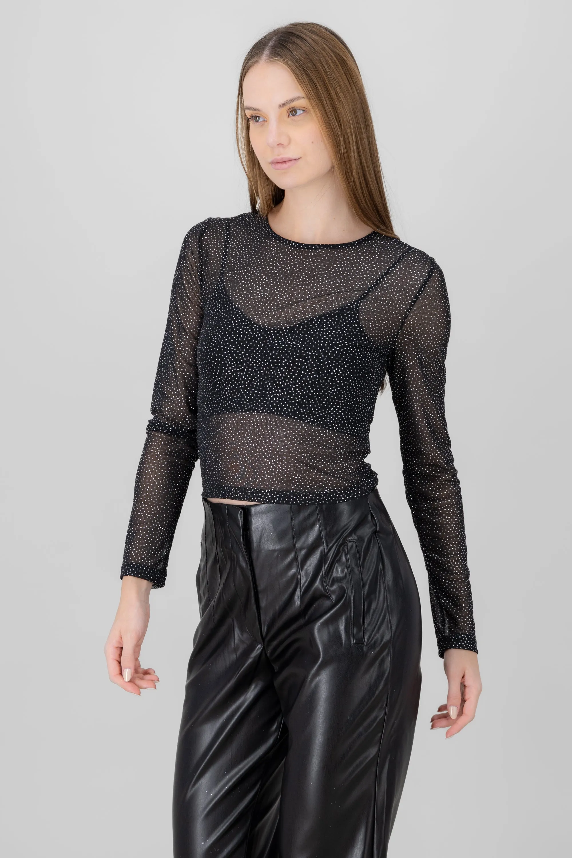 Top mesh manga larga brillos sold by Shasa product image thumbnail 3