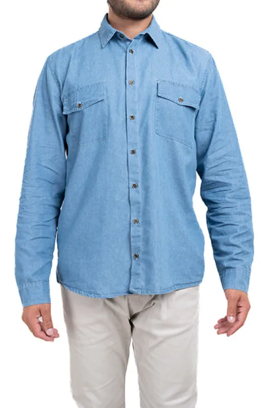 Camisa denim manga larga con botones sold by Shasa
