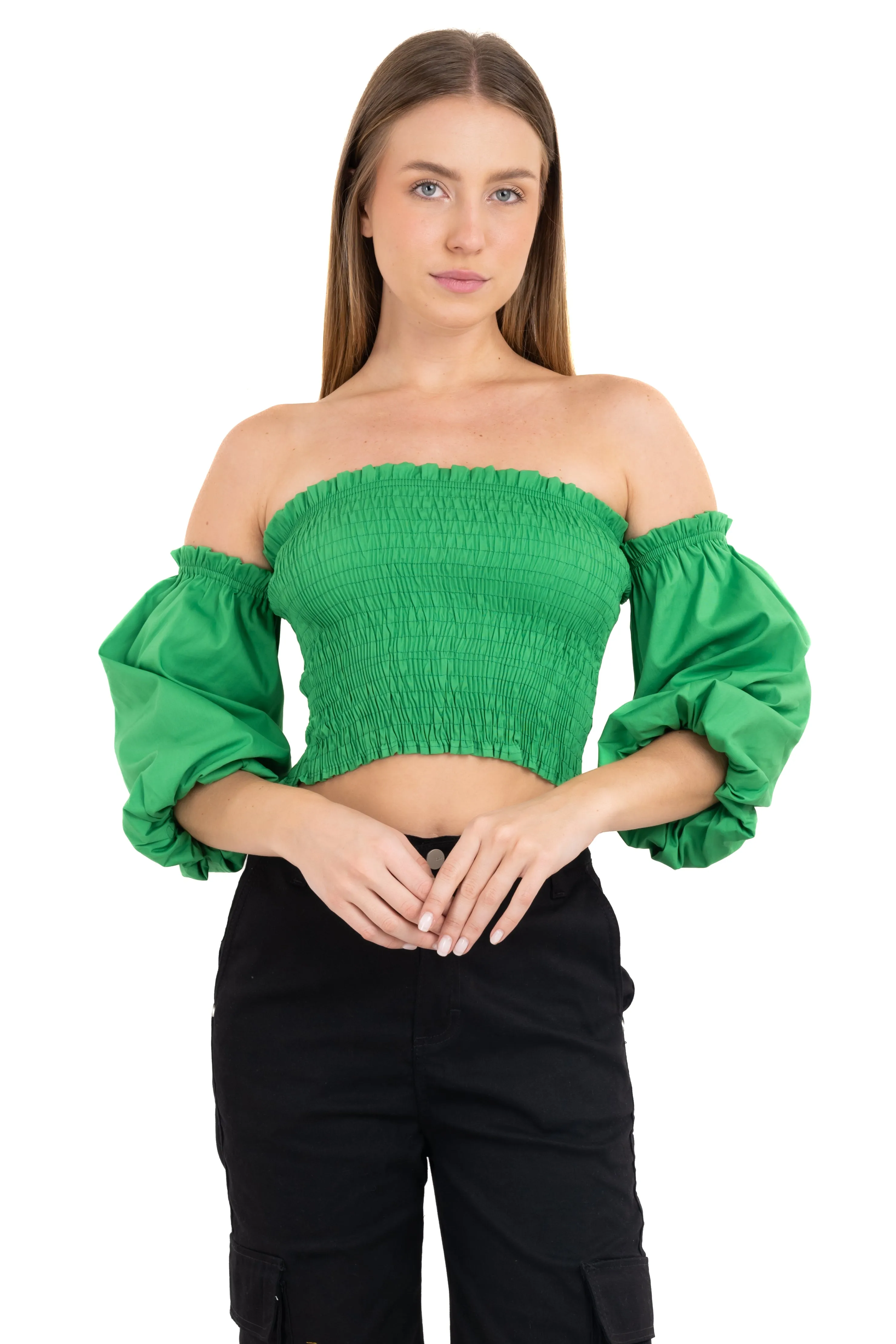 Top crop plisado elástico sold by Shasa