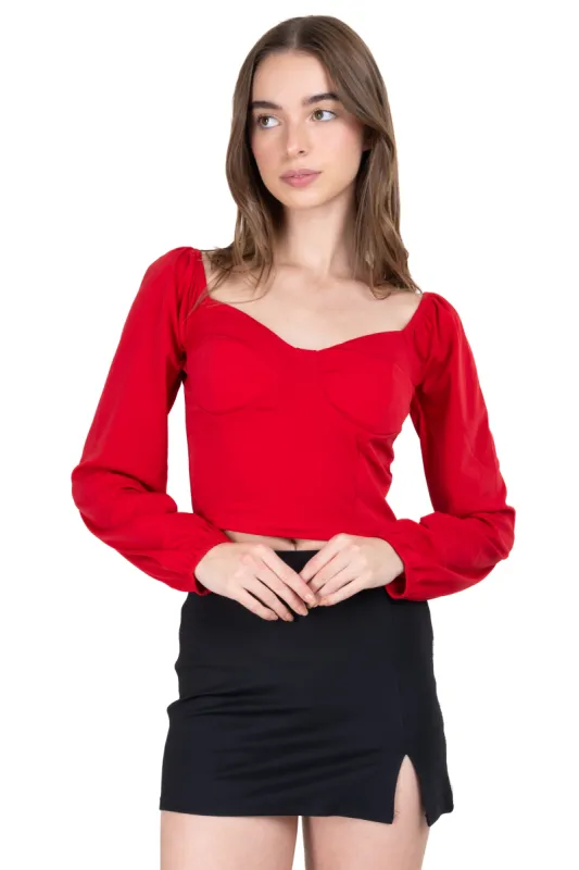 Blusa bustier manga larga satín sold by Shasa