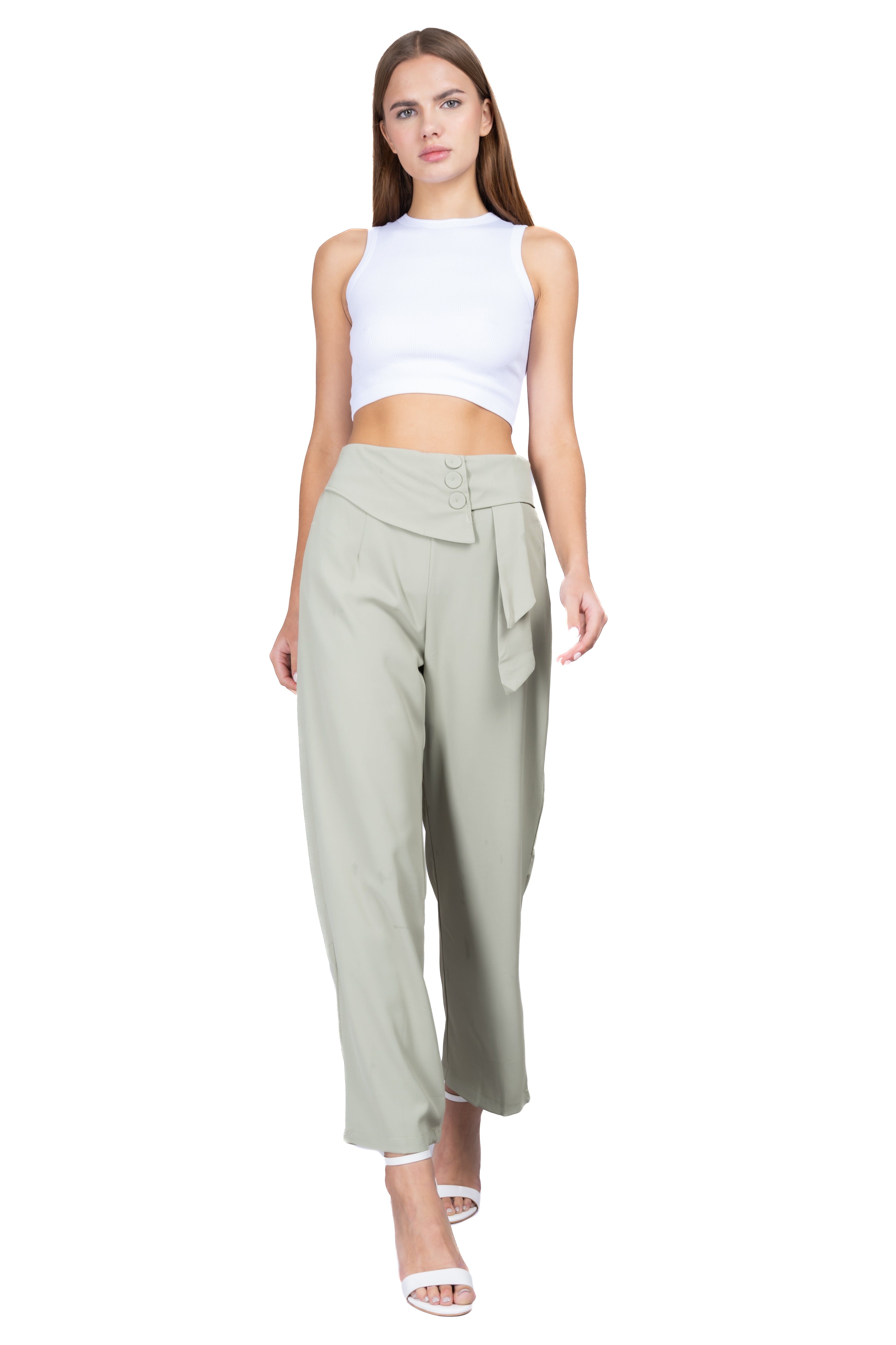 Pantalón rectos pretina botones sold by Shasa