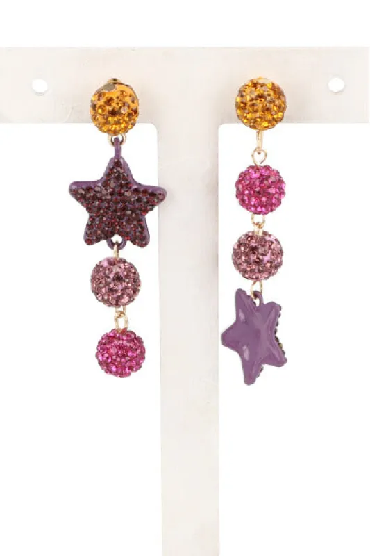 Aretes Estrellas Borlas Brillos sold by Shasa