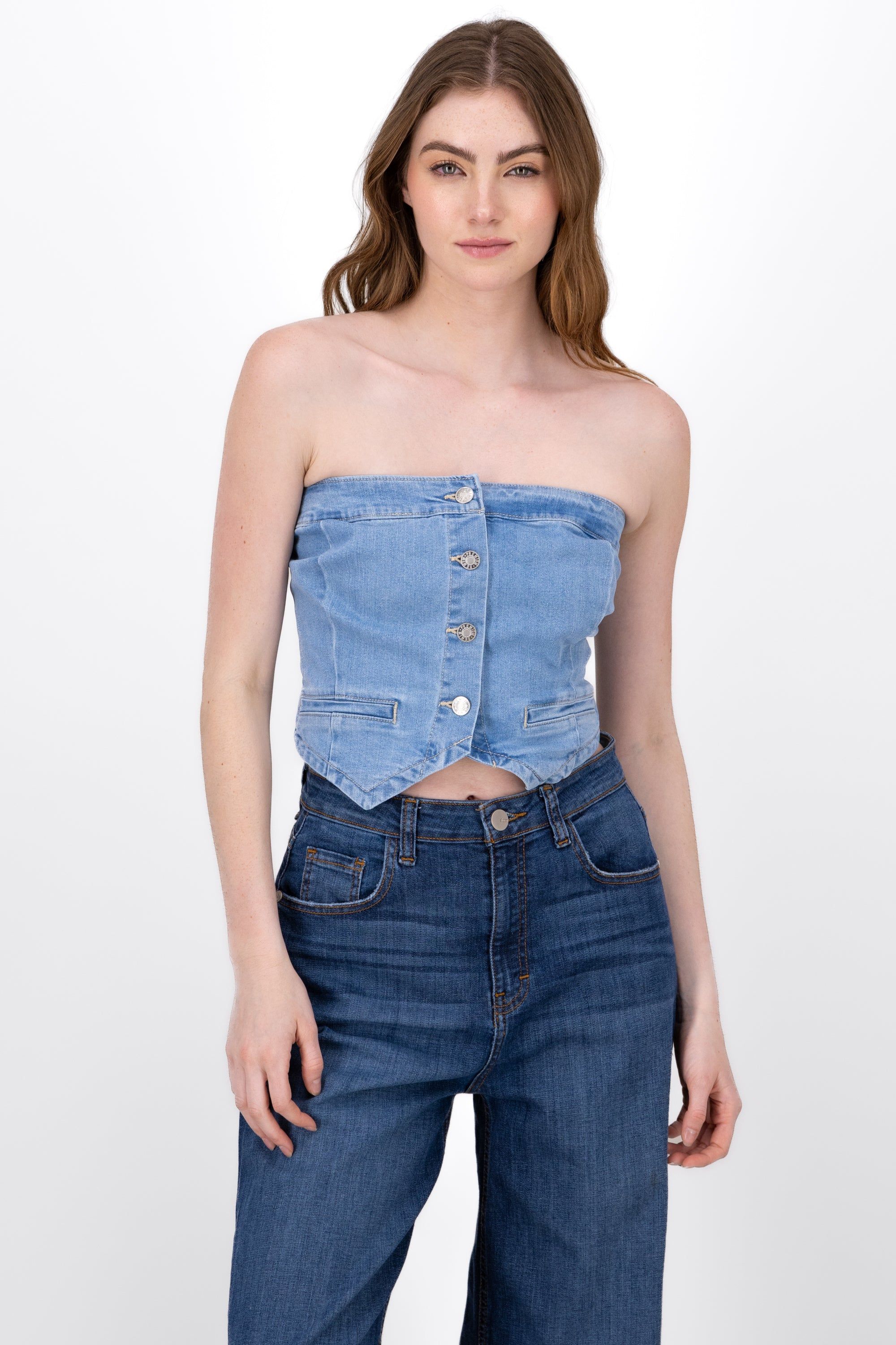 Top Denim Strapless Denim Corto sold by Shasa product image thumbnail 2