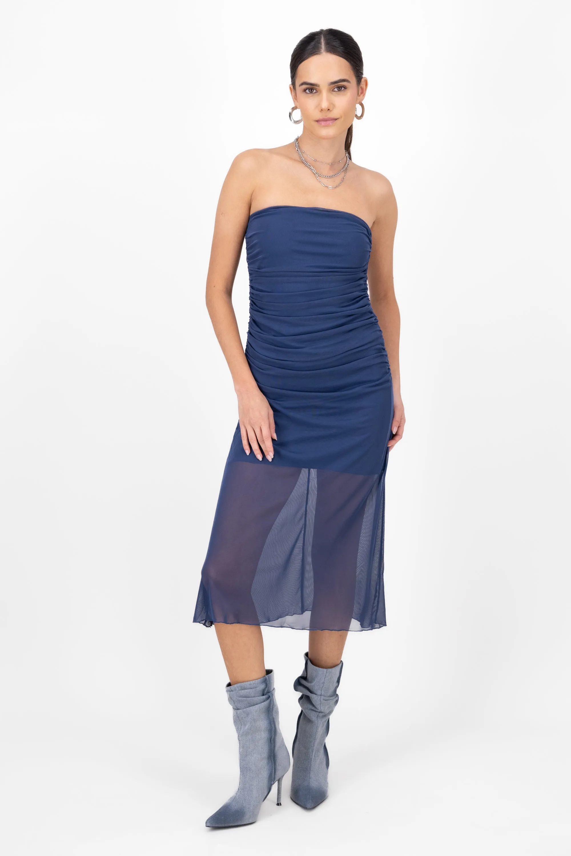 Vestido Midi Strapless Fruncido sold by Shasa product image thumbnail 2