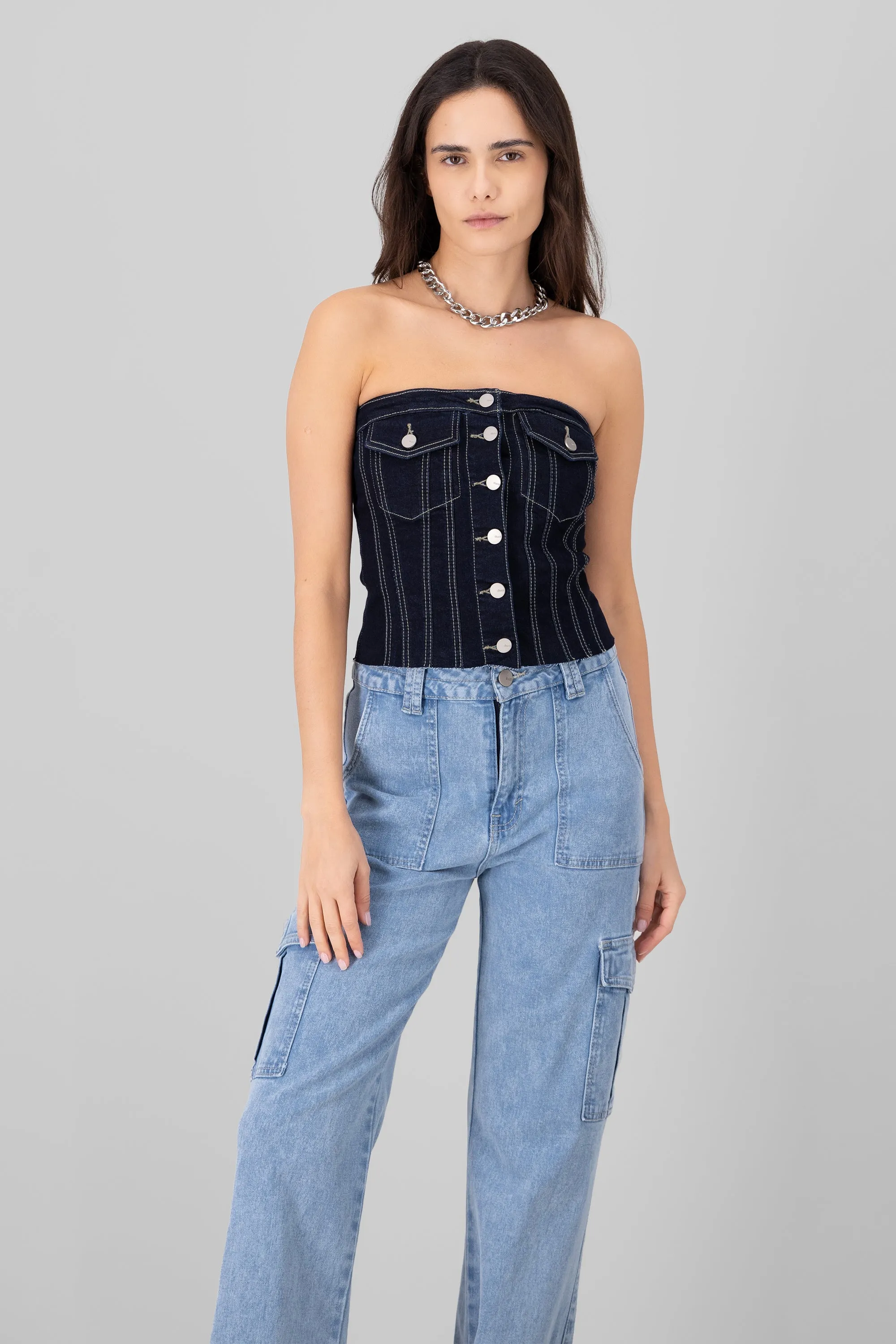 Top Corset Denim Bolsillos sold by Shasa