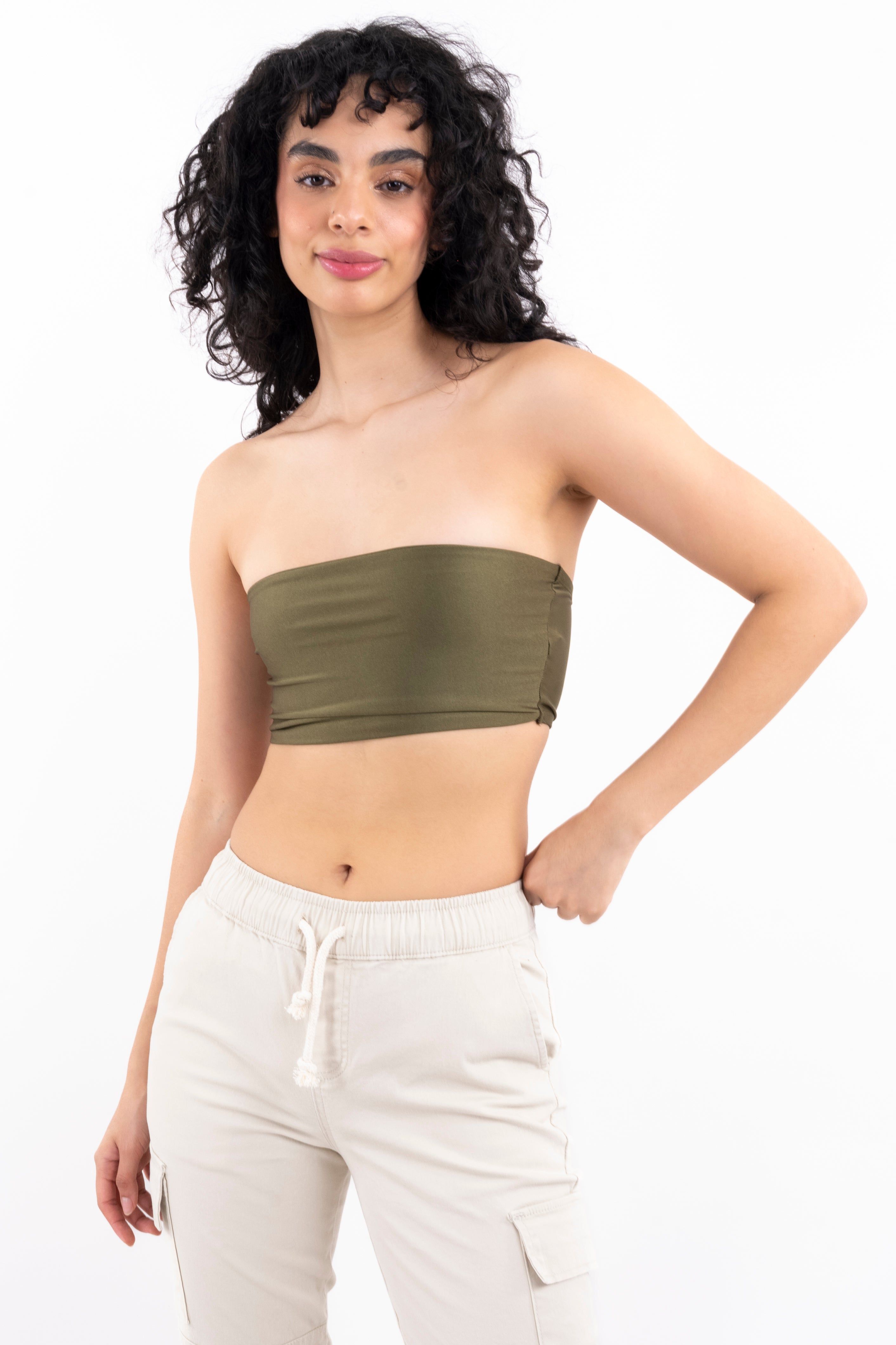 Top crop tubo strapless sold by Shasa