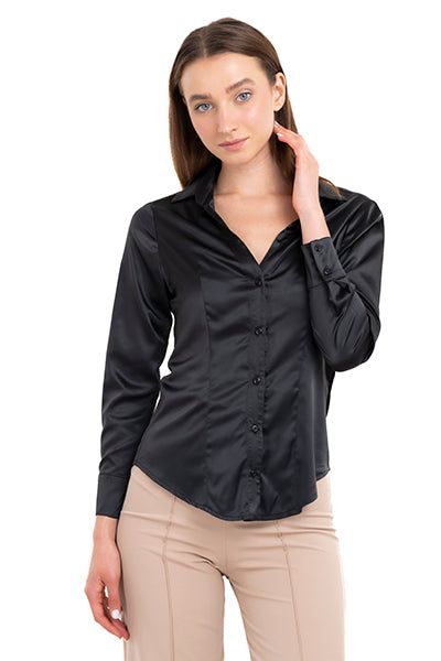 Camisa Satín Manga Larga sold by Shasa