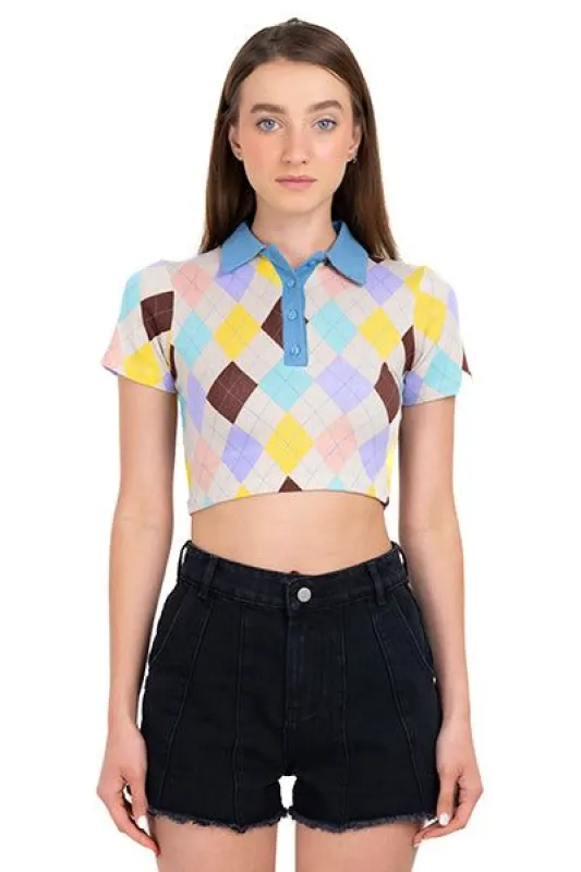 Top crop polo rombos sold by Shasa