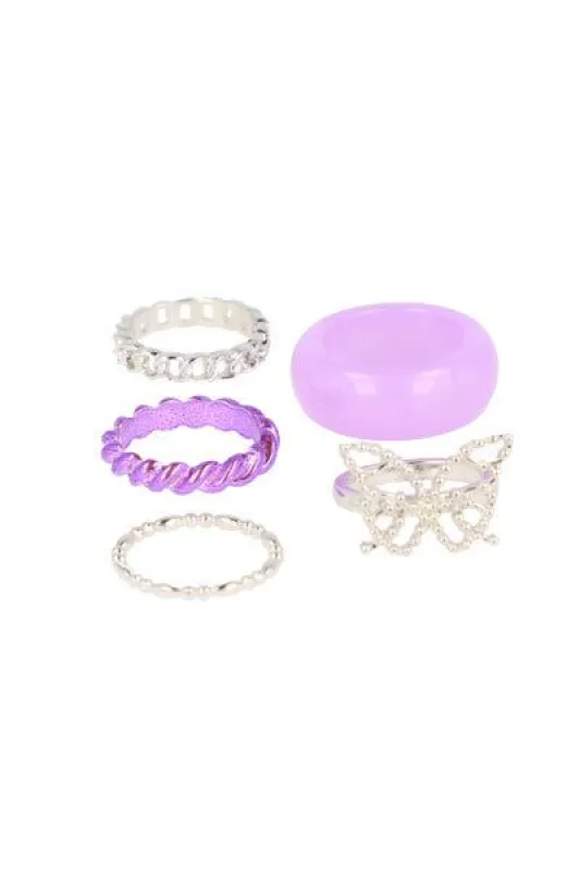 Set 5 P Anillos Mariposa Silueta sold by Shasa