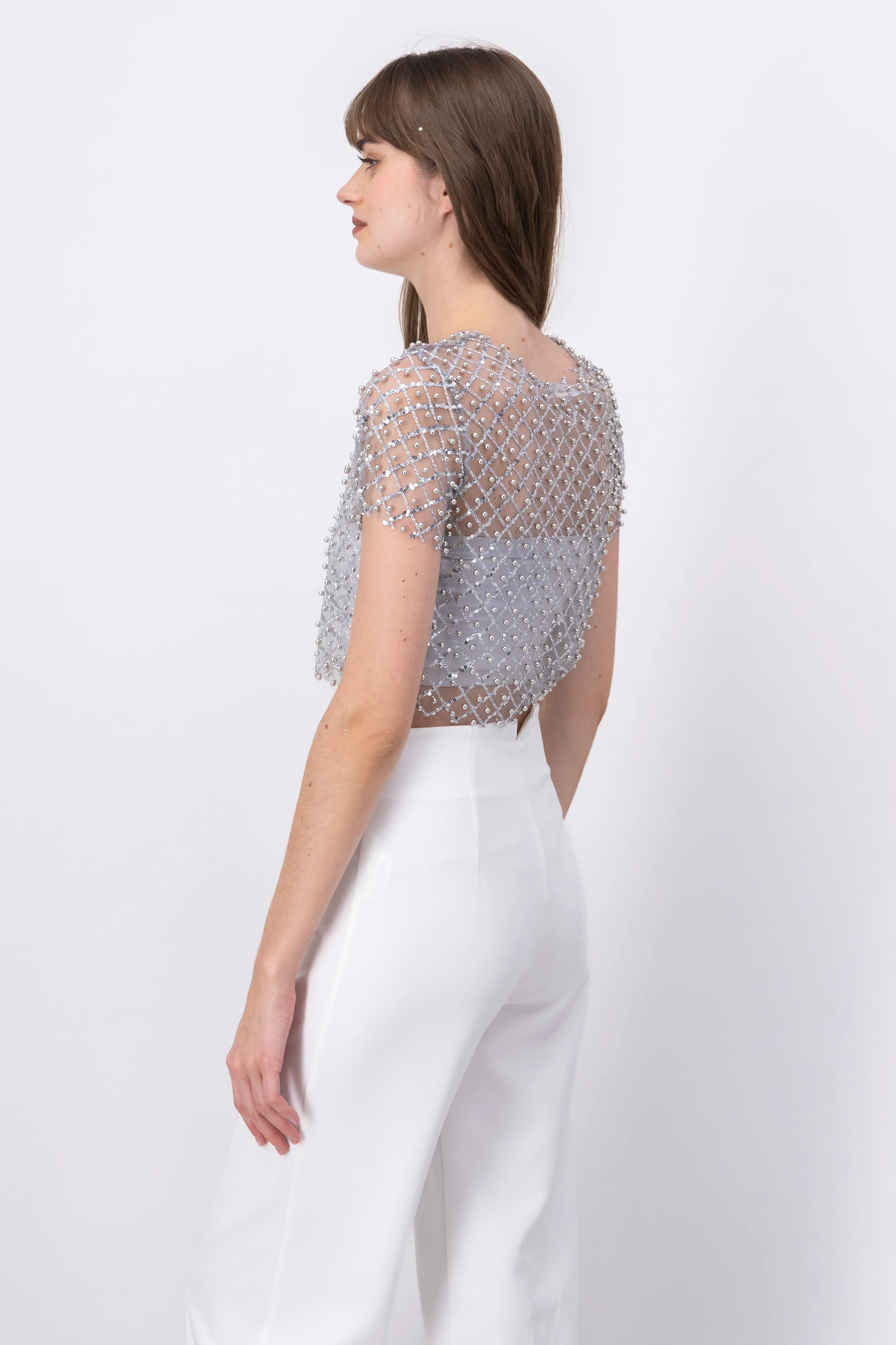 Top mesh manga corta lentejuelas sold by Shasa product image thumbnail 4