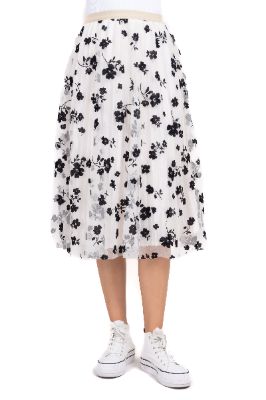 Falda midi mesh flores smock sold by Shasa