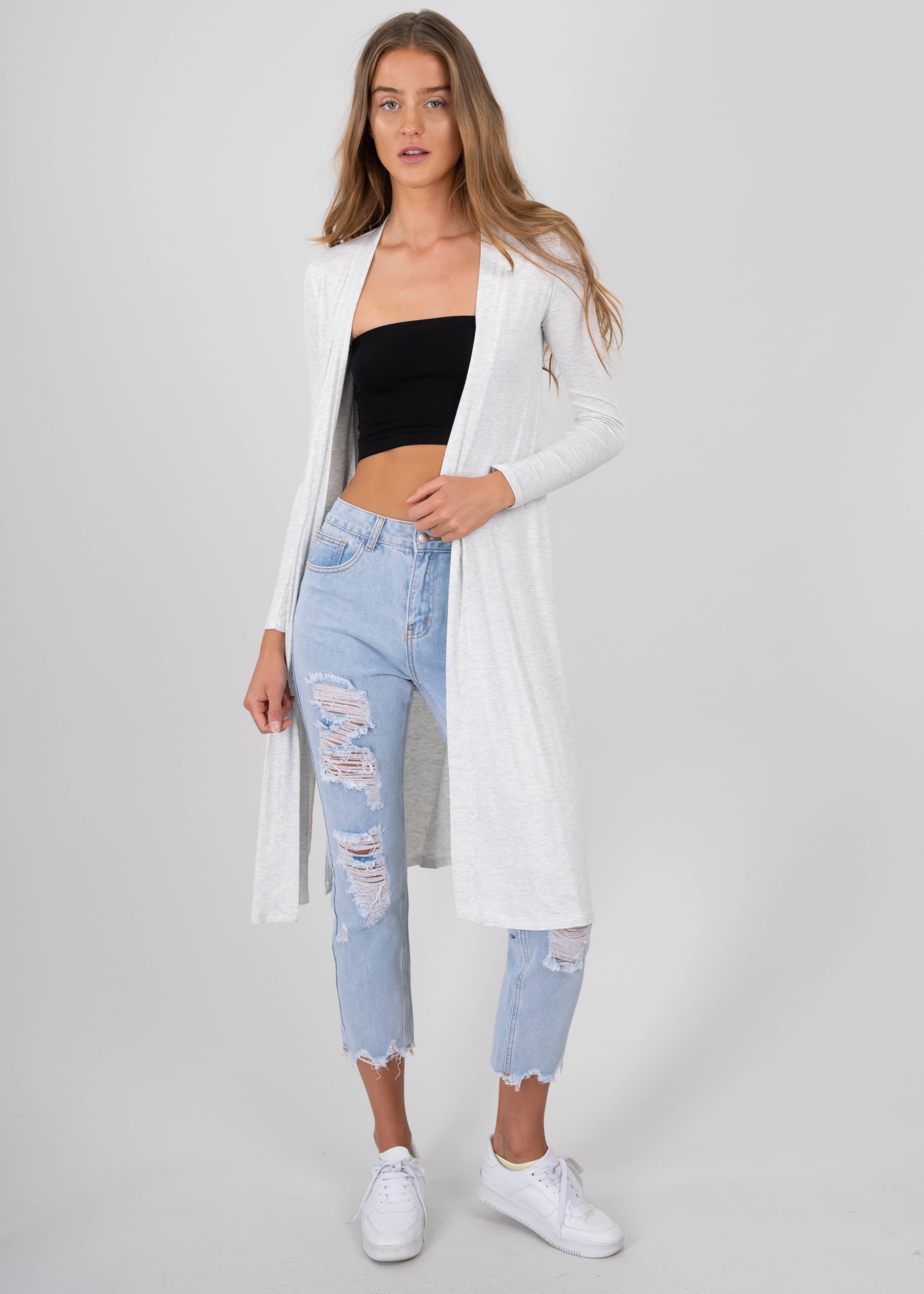 Cárdigan largo aberturas laterales sold by Shasa