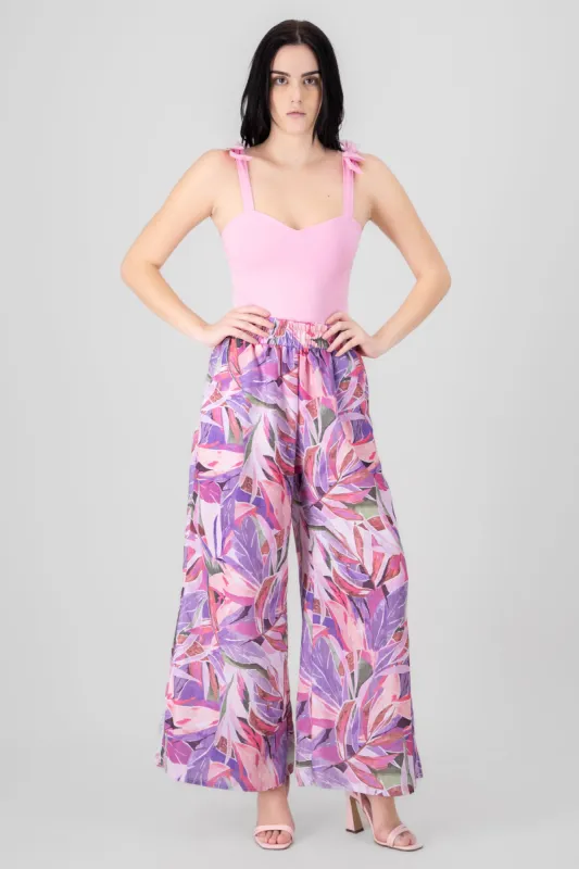 Pantalon ligero estampado tropical con resorte Hyp sold by Shasa