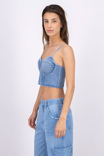 Top crop denim copas sold by Shasa product image thumbnail 3