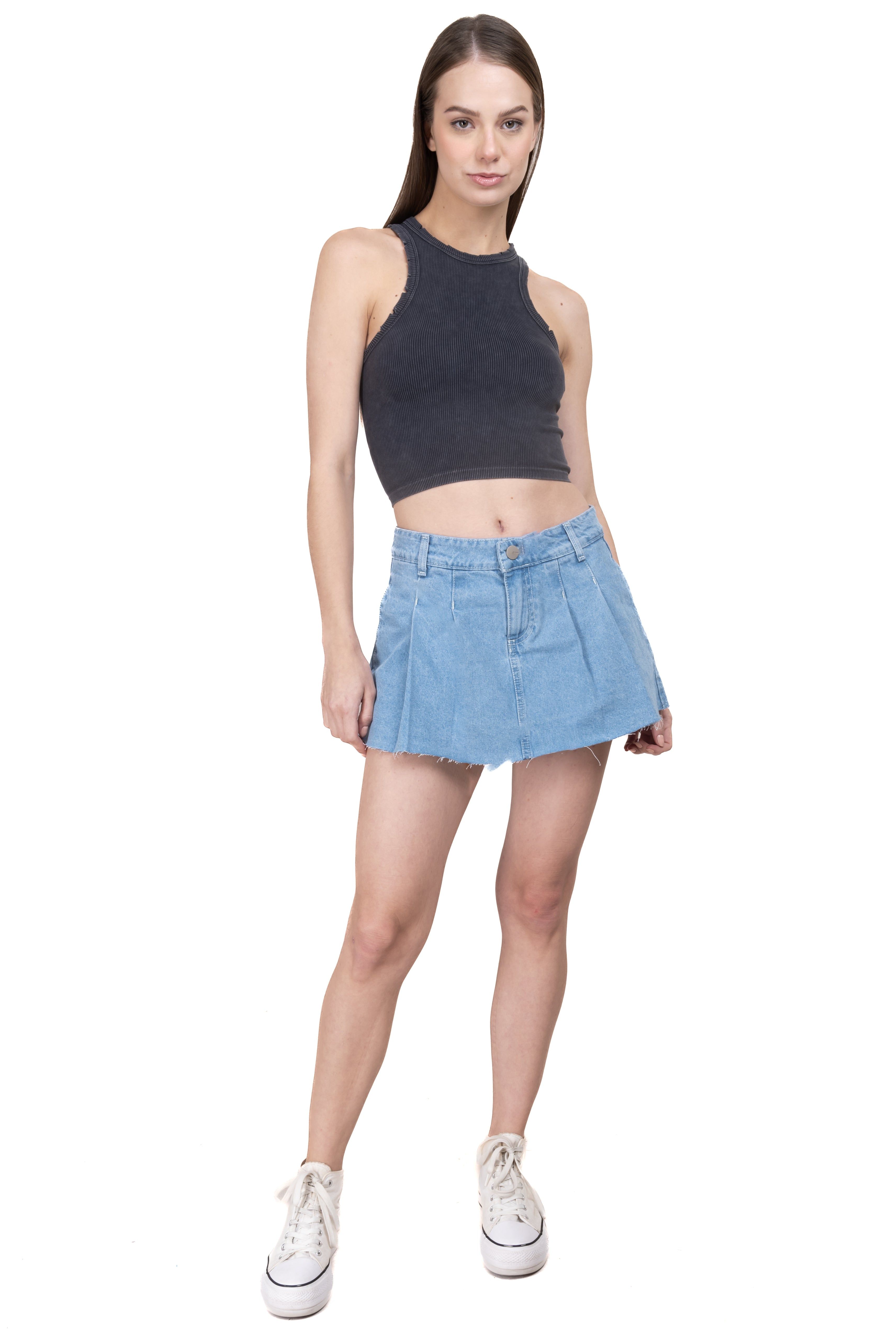 Falda mini denim tableada sold by Shasa product image thumbnail 2